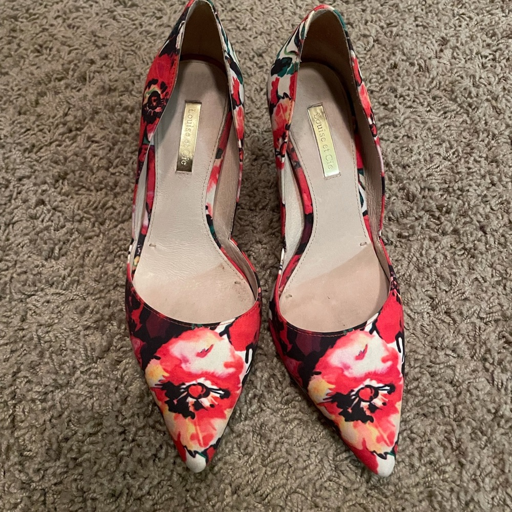 Louise et cie red floral heels
